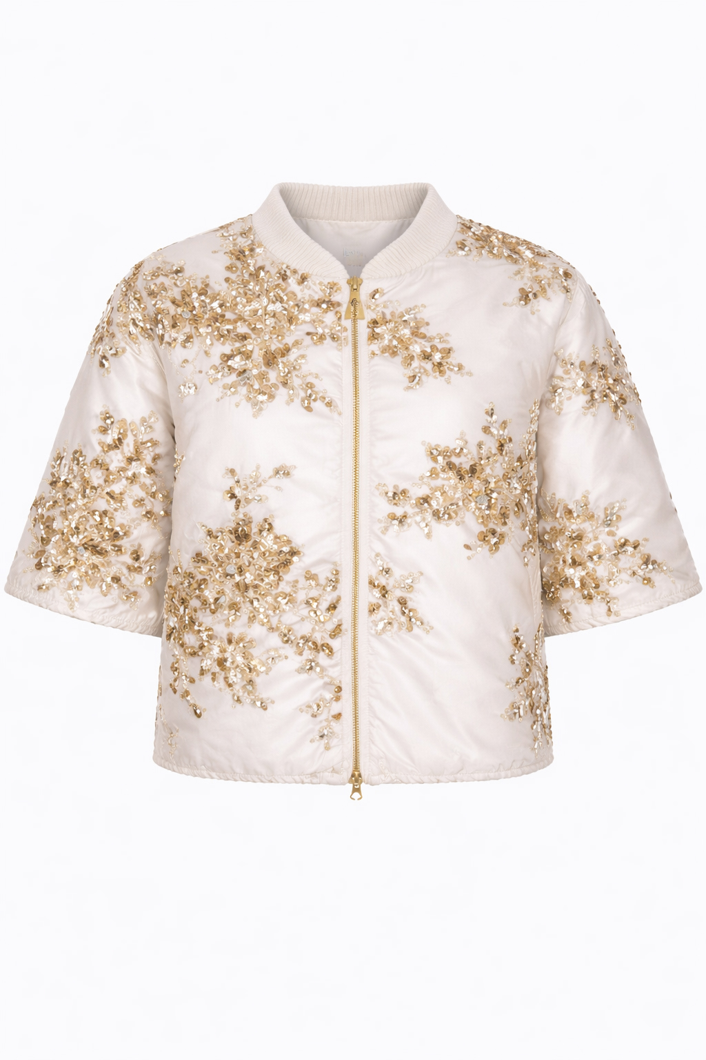 MANTELLA PIUMINO CON PAILLETTES EMB.,4 TG,100% PL,MADE IN PRC   - LATTE
